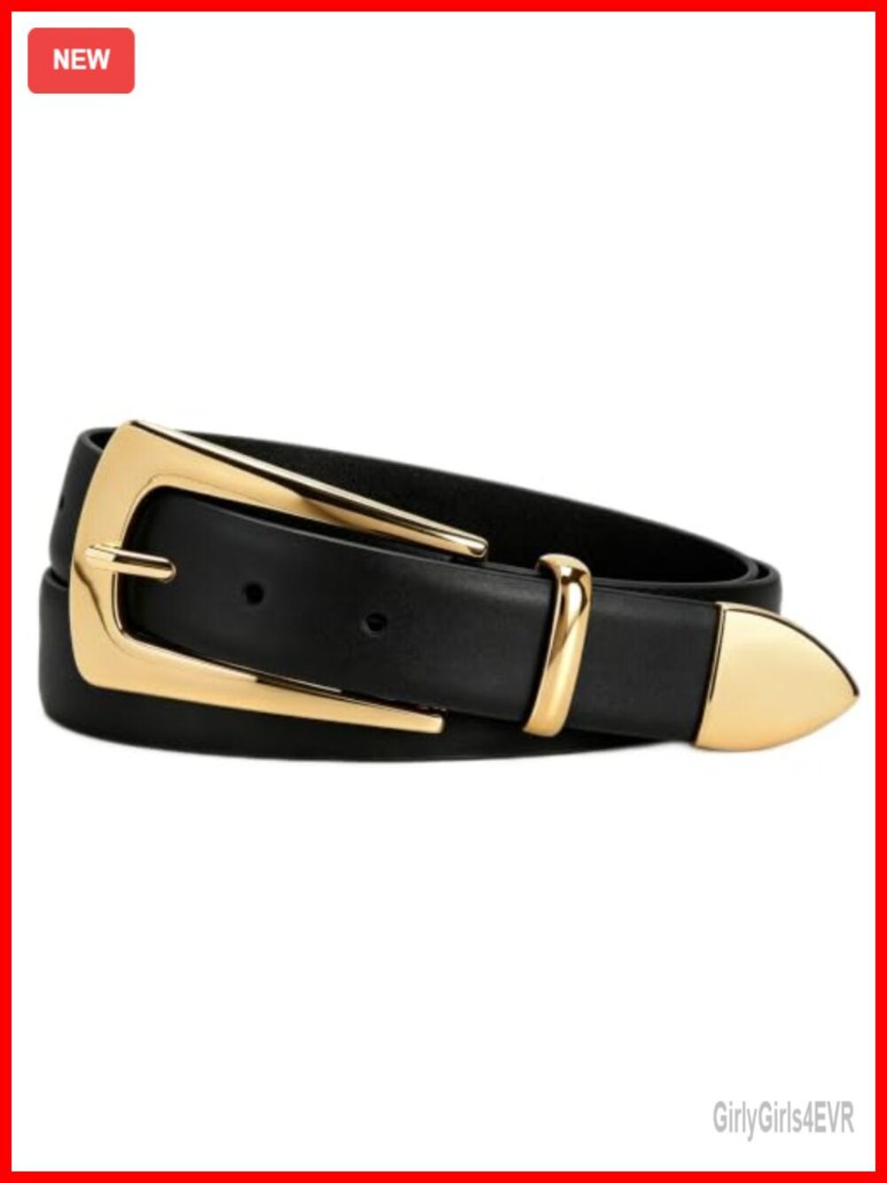 Women PU Leather Belt Gold Buckle Adjustable Waist Belt for Jeans Pants Dress